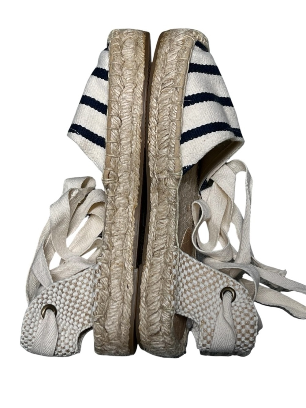 Soludos NWOT navy and white striped lace up ankle espadrilles - Picture 6 of 9